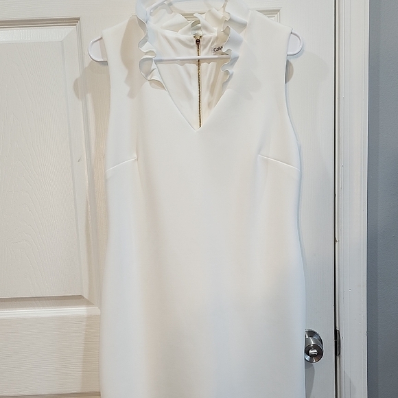 Calvin Klein Dresses & Skirts - Calvin Klein White Ruffle Neck Mini Dress